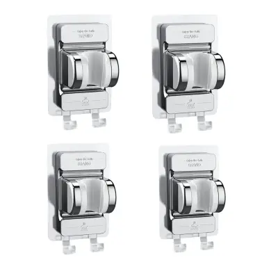 Brez vrtanja 4x nosilec tuša z dvema kljukama, lepilni ABS Silver