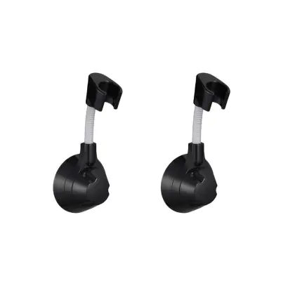 2-Pack Universal No-Drilling Shower Head Holder - 360° Rotatable Bracket Black