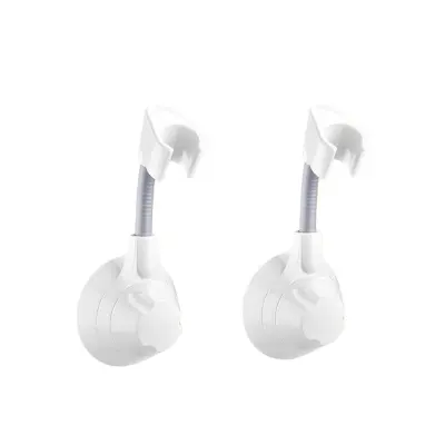 2-Pack Universal No-Drilling Shower Head Holder - 360° Rotatable Bracket White