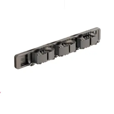 Wall-Mounted Mop and Broom Rack 40cm – Space Aluminum 3 Clips 4 Hooks