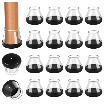 Okrogli Prozorni Črni Podstavek Ščitniki za Noge Stolov - Paket 16  Srednje