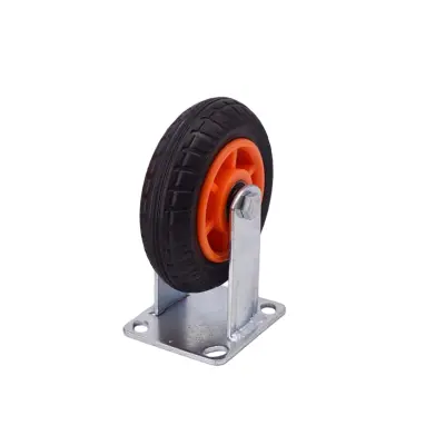 Silent Caster Wheel - 3.5mm 8-inch Orange Core Directional Plate Mount Caster