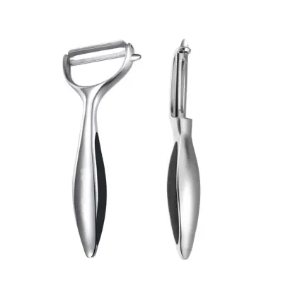 Set 2 lupilnikov iz nerjavečega jekla z ravnim rezilom - večnamenski lupilnik sadja in zelenjave