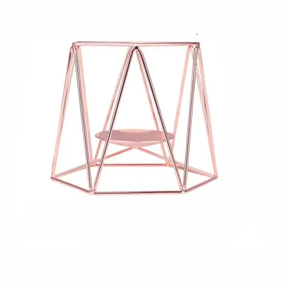 Nordic Iron Art Svečnik - Zlata Majhna Velikost, Minimalistično Kovinsko Stojalo PinkGold
