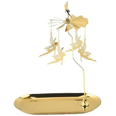 Evropski stil zlati kovinski vrtljiv svečnik s pravljičnimi figurami