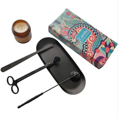 4-delni komplet za nego sveč: Trimer za stenj, potopnik, dušilec in pladenj Black