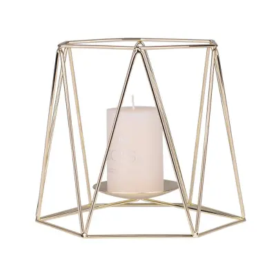 Nordic Iron Art Svečnik - Zlata Majhna Velikost, Minimalistično Kovinsko Stojalo Gold