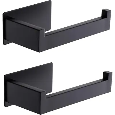 2-Pack L-Shape Samolepilni Nerjaveče Jeklo Držalo Za Toaletni Papir Brez Vrtanja Black