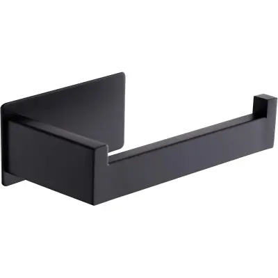 Self-Adhesive Stainless Steel Toilet Paper Holder No-Drill Wall Mounted Matte Black Black