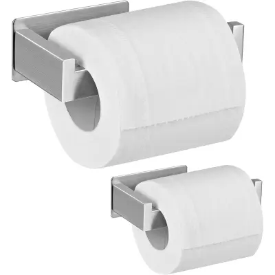 2-Pack L-Shape Samolepilni Nerjaveče Jeklo Držalo Za Toaletni Papir Brez Vrtanja Silver