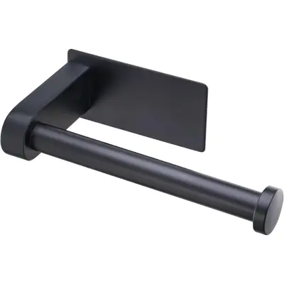 2-Pack Self-Adhesive Stainless Steel Toilet Paper Holder - No-Drill Wall Mounted L-Shape Roll Dispenser Black