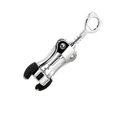 Srebrni odpirač vina iz cinkove zlitine s dvojno zaporo in sproščanjem tlaka, 245g, ročica