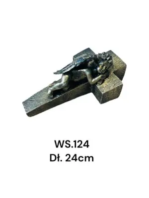 Figura Križa S Spečim Angelom Siva13X22,5X10,5Cm Srebrna