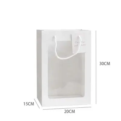 10-delni komplet belih darilnih vrečk z okencem - 30x20x15 cm