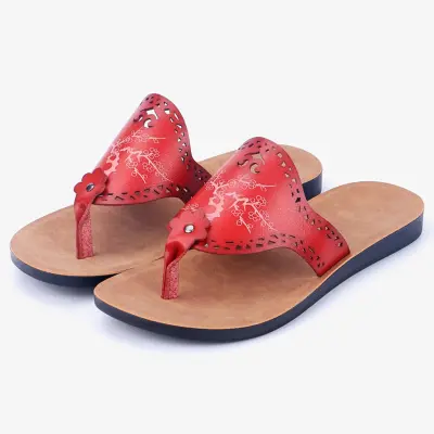 Ženske modne PU japonke - zračne, udobne, nedrseče poletne sandale Red 40