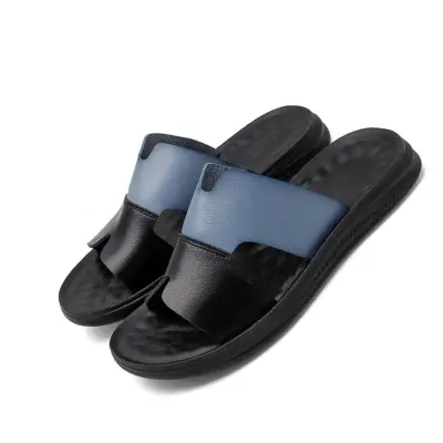 Moški sandali iz PU usnja z odprtimi prsti - zračni in udobni natikači za zunaj Dark Blue 44