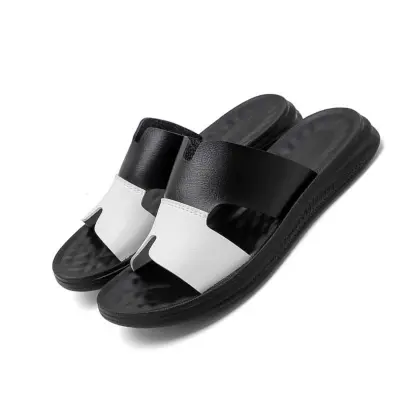 Moški sandali iz PU usnja z odprtimi prsti - zračni in udobni natikači za zunaj White 45