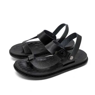 Moške japonke iz PU usnja, velike velikosti, mehki podplat, sandali za na plažo Black 47