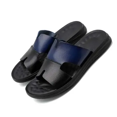 Moški sandali iz PU usnja z odprtimi prsti - zračni in udobni natikači za zunaj Blue 43