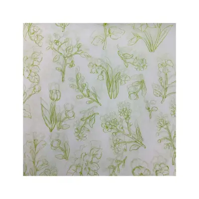 50 Listov 50x70 cm Zelena Botanična Cvetlična Svileni Papir za Pakiranje Daril