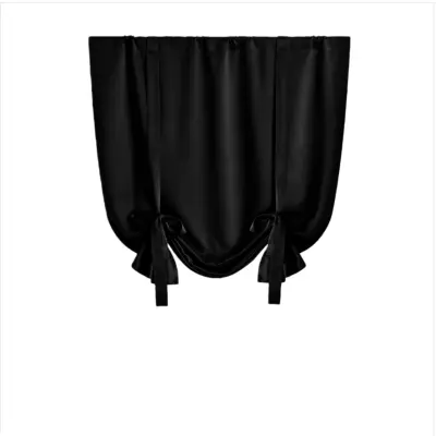 Kuhinjska zatemnitvena zavesa iz goste tkanine v enobarvnem slogu Black L