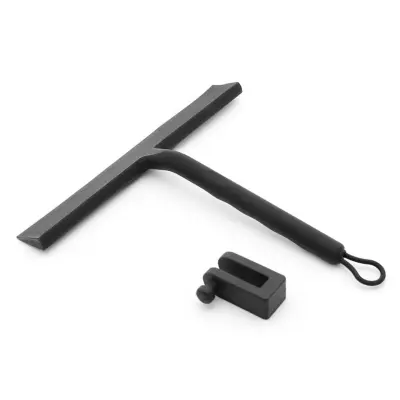 Silikonska strgalo za prho z vrvico in kljukico - 145° ukrivljeno, večnamensko Black