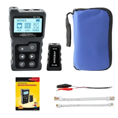 Tester omrežnih kablov, združljivost PoE, merjenje napetosti in toka, NF-488