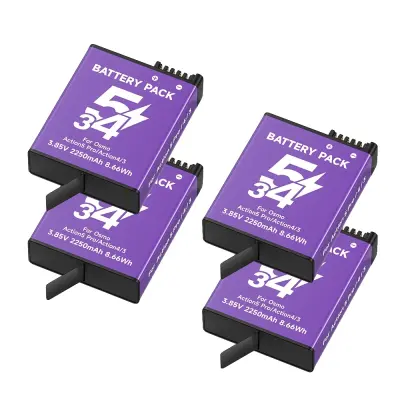 Baterijski paket za kamero DJI Osmo Action 3/4/5 Pro, kapaciteta 2250mAh, polnilec z dvema režama, 4PCS Baterija