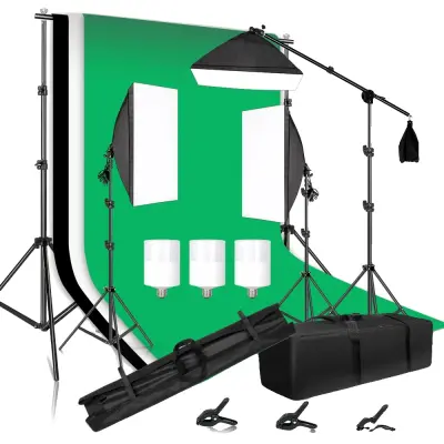 Komplet osvetlitve za fotografijo, ozadja iz muslina, stojalo za softbox, komplet foto studia