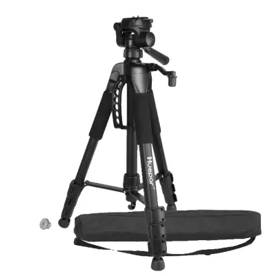 Kamera tripod, nastavljiva višina, 3-smerna vrtljiva glava, črna
