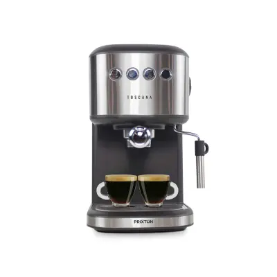PRIXTON Avtomatska kava Toscana za Espresso in Adapter za Kapsule, Italijanska Črpalka 850 W, 20 Barov , Parilnik
