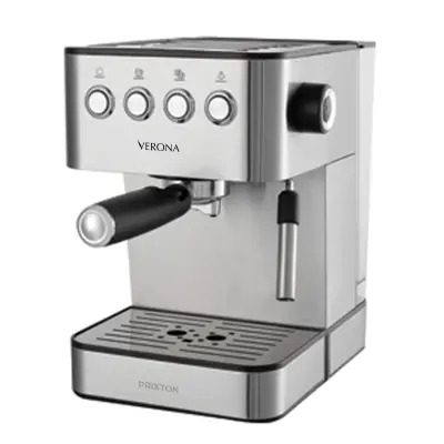PRIXTON Avtomatska Kava Verona za Espresso, 1,8 litra, 850 W, 20 Barov, Dvojni Filtrom, Nastavljiv parilnik, Nerjaveče Jeklo