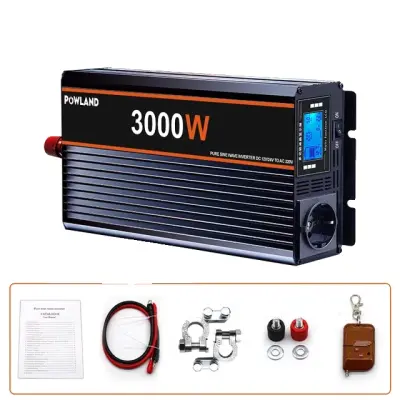 Pretvornik napetosti, čista sinusna valovna oblika, daljinski upravljalnik, 3000W, 12V, evropa