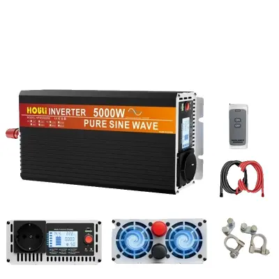Čisti sinusni inverter, visoka moč 3000W-6000W, združljivost napetosti 12V/24V, 5000W-12V-220V-50HZ