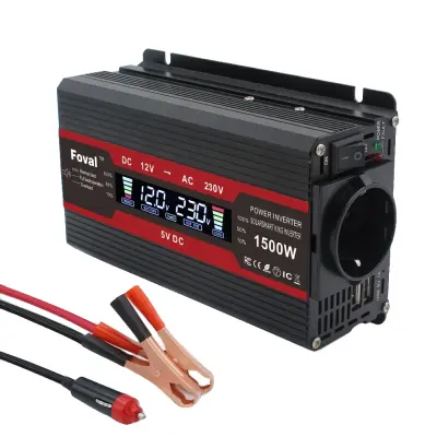 Pretvornik napetosti, 1500W/2000W/2600W vršna moč, učinkovita DC na AC pretvorba, 1500W vršna črna