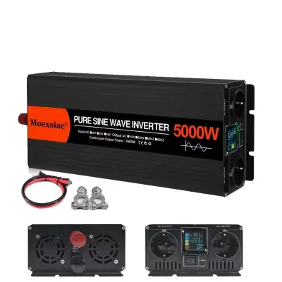 Čisti sinusni inverter, dvojna EU vtičnica, visoka učinkovitost, 24V 5000W