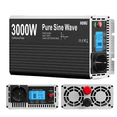 Čisti sinusni inverter, LCD zaslon, daljinski upravljalnik, 3000W, 12V, 220-230V 50hz