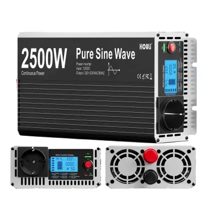 Čisti sinusni inverter, LCD zaslon, daljinski upravljalnik, 2500W, 24V, 220-230V 50hz
