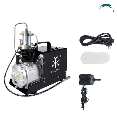 TUXING PCP zračni kompresor, 4500PSI tlak, hlajenje z vodo in ventilatorjem, ročno izklop, 220V