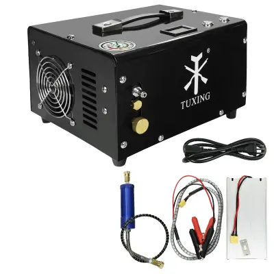 TUXING 300Bar PCP zračni kompresor, 4500Psi delovni tlak, prenosna 12V napajalna možnost, 220V-12V, ročno izklop