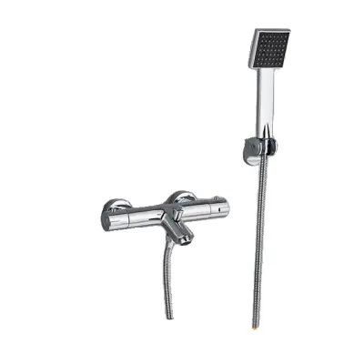 Kopalniška pipa, termostatska kontrola, zasnova z dvema ročajema, krom A