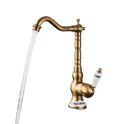 Antik medeninast umivalnik, enoročna, keramična plošča, visoki stil A