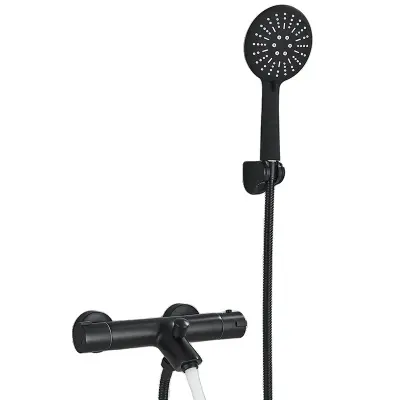 Termostatska kopalniška pipa, enoročna zasnova, sodoben slog, mat črna C