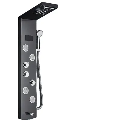 LED tuš pipa, digitalni prikaz temperature, sistem za masažo telesa, črna 9001