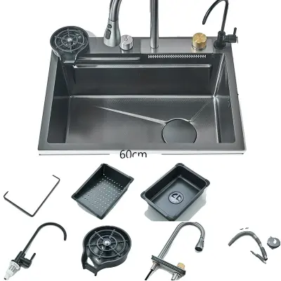 Nerjaveč jekleni kuhinjski umivalnik, velika enojna posoda, brušena površina, 60X45CM 002