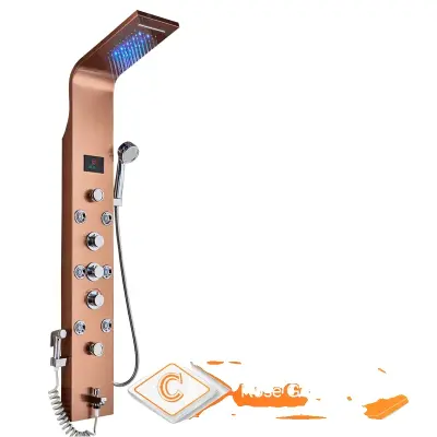 LED tuš panel, dizajn slapov, spa masažni pršilnik, rožnato zlato 8009