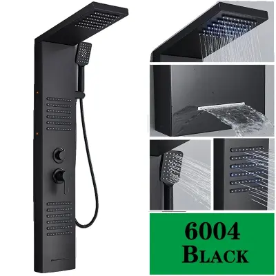 Tuš pipa, LED osvetlitev, mat črna površina, 6004 mat črna