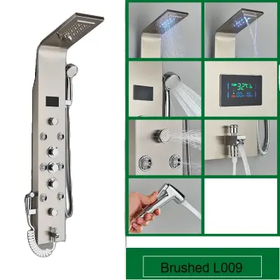 LED tuš panel, sodoben dizajn, SPA masažni curki, pameten prikaz temperature, brušen 8009