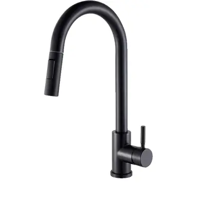 Kuhinjska pipa, črna obdelava, izvlečni pršilnik, črna