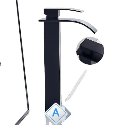 Kopalniška pipa, brušen nikl, enojna ročica, mat črna A